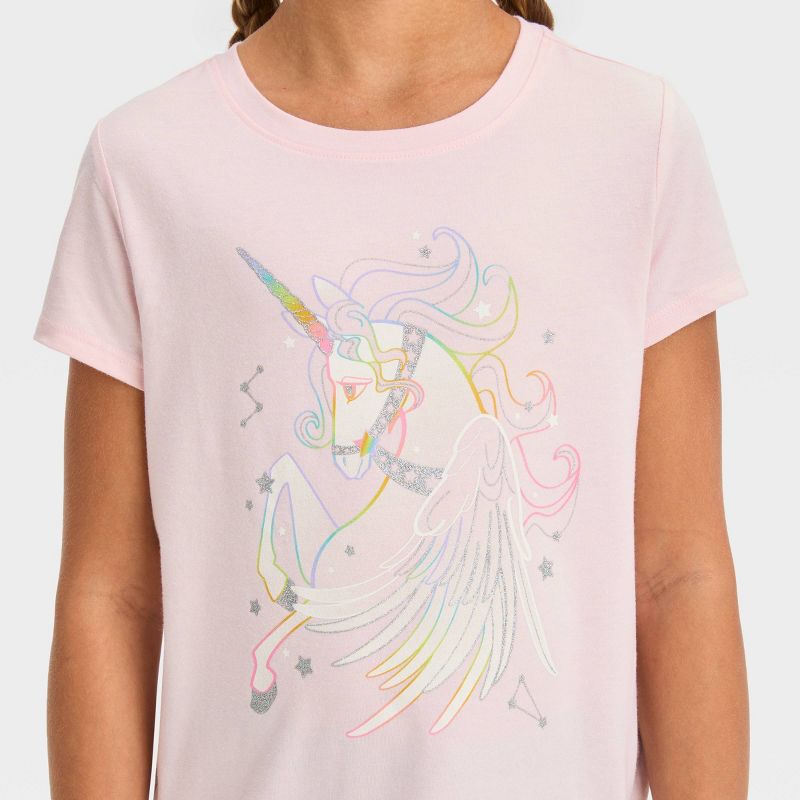 Girls' Short Sleeve 'Unicorn' Graphic T-Shirt - Cat & Jack™ Soft Pink, 3 of 5