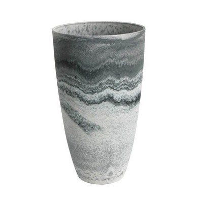 Algreen 43429 Acerra 12 Inch Diameter x 20 Inch Tall Curved Yard and Patio Vase Garden Flower Plant Planter Pot, Marble