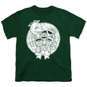 Boys' Sesame Street Vintage Christmas Wreath T-Shirt - 1 of 4