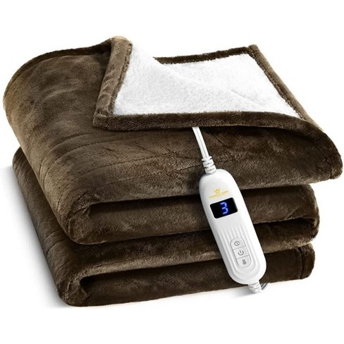 Heated Blanket With Hand Controller - Machine Washable Electric Blanket  With 10 Heating Settings And Auto Shut-off (brown 50 X 60) - Medicakingusa  : Target
