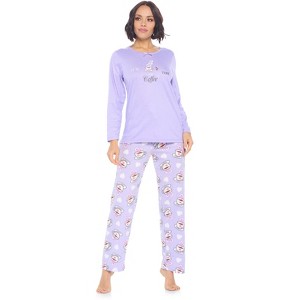 Casual Nights Women's Jersey Knit Long-Sleeve Top and Mircro Fleece Bottom Pajama Set - 1 of 4