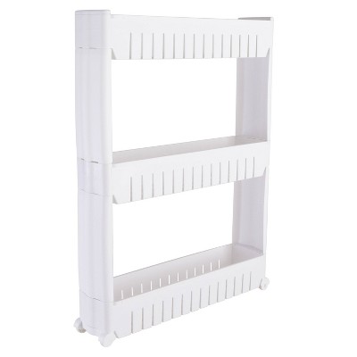 Simplify 3 Tier Slim Rolling Organizer Rack With Wheels White Kennedy ...