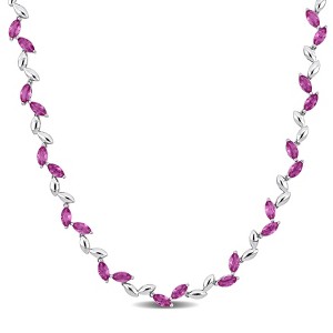 EVERLY JEWELRY | Sterling Silver 20 CT TGW Created Pink Sapphire Necklace, 17-inch - 1 of 4