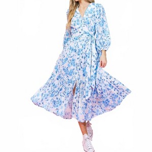 Women's Spectacular Magic Woven Eyelet Midi Dress - FLYING TOMATO - 1 of 4