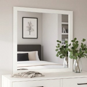 Royal Hampton Dresser Mirror, Bevel Glass, White Wood Frame, 40 Inch Square - 1 of 4