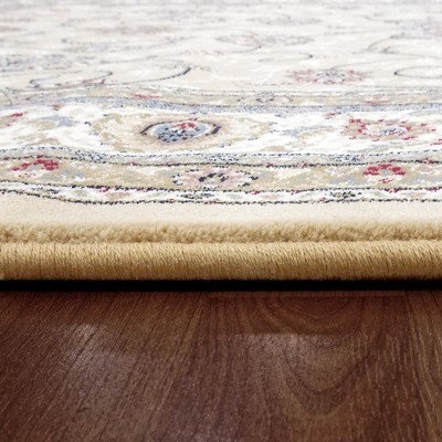 Ivory and Light Gold Hand-Knotted Synthetic Runner Rug
