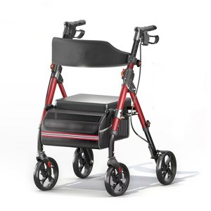 SEVOBAL Foldable Rollator Walkers with Seat for Seniors, Lightweight Foldable All Terrain Rolling Walker with seat, Red, 30.31"*23.03"*32" - 1 of 4