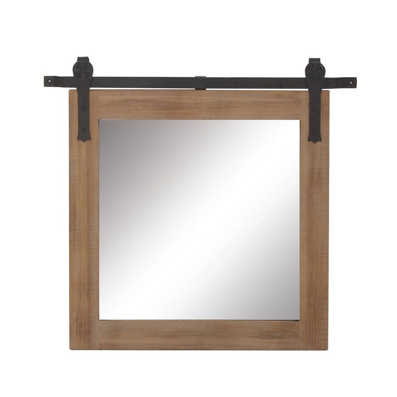 Wood Wall Mirror with Metal Hanging Rod Brown - Olivia & May, 1 of 19