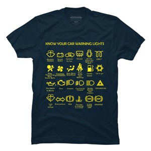 Men's Design By Humans KNOW YOUR CAR WARNING LIGHTS By MYSUNLIFE T-Shirt - 1 of 4