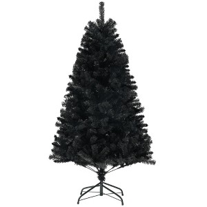 NAYSAYE 6ft Unlit Artificial Christmas Tree with 1000 PVC Branch Tips, Wide Xmas Tree, Metal Stand for Indoor Holiday Home Office Decor, Black - 1 of 4