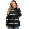 WhizMax Women Plus Size Striped Color Block hoodie Drawstring Long Sleeve Hooded Pullover Sweatshirt - 2 of 4