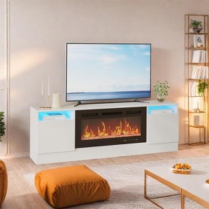 Modern TV Stand, Media Console with Storage Cabinet, Fits 75" TVs and 36" Electric Fireplace - 1 of 4
