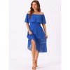 Allegra K Women's Off Shoulder Ruffle Lace Insert High Waist Short Sleeve Flowy Maxi Dress - 3 of 4