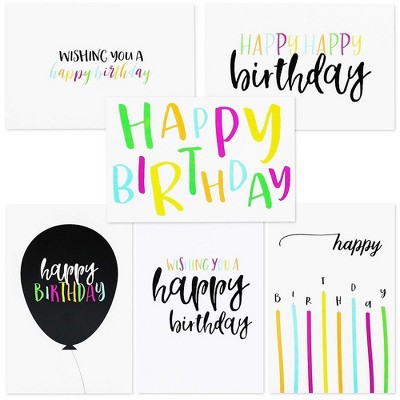 Sustainable Greetings 144-Pack Blank Happy Birthday Cards Bulk Box Set, 6 Assorted Designs, Envelopes Included, 4 x 6 Inches