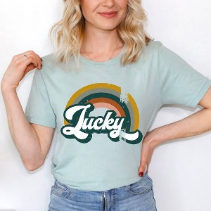 Simply Sage Market Women's Lucky Rainbow Short Sleeve Graphic Tee - 1 of 4