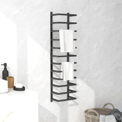 vidaXL Towel Rack Black 9.4 in.x4.7 in.x37.8 in. Steel