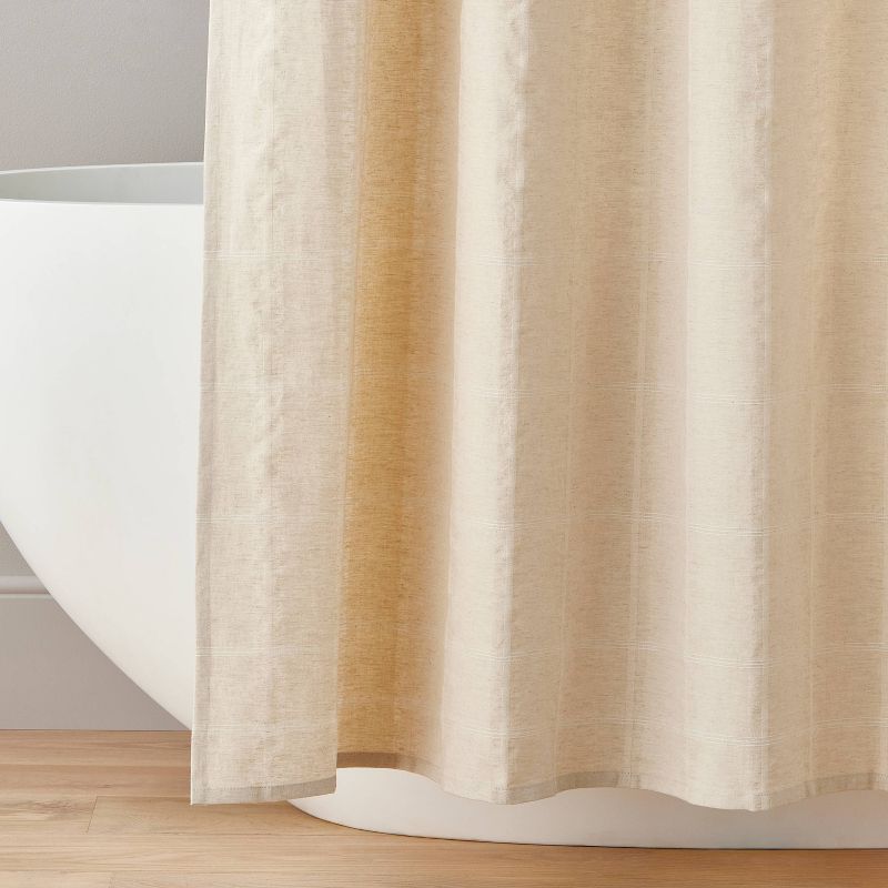 Textured Windowpane Shower Curtain Beige - Hearth &#38; Hand&#8482; with Magnolia, 4 of 5