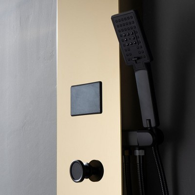 Gold and Black Brass 8-Jet Rainfall Shower Panel System