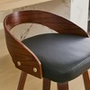 Counter Height Bar Stools Set of 2, Wood Legs Bar Chairs with Low Back, 360-Degree Swivel with Soft Cushion Seat - 4 of 4