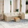 vidaXL Patio Sofa Set with Cushions Outdoor Furniture 8 Piece Poly Rattan - Beige - 2 of 4