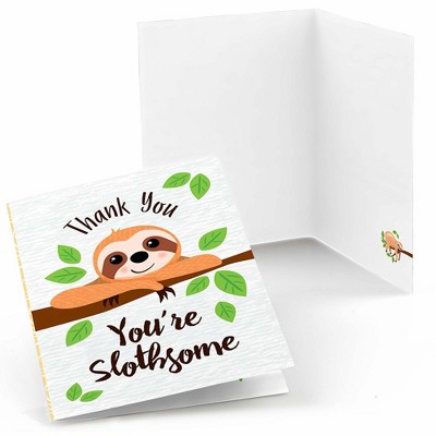 Big Dot of Happiness Let's Hang - Sloth - Baby Shower or Birthday Party Thank You Cards (8 count)