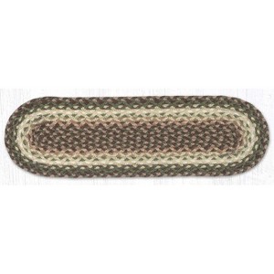 Earth Rugs Cactus Taupe Dark Brown Oval Braided Stair Tread 27"x8.25" - 1 of 3