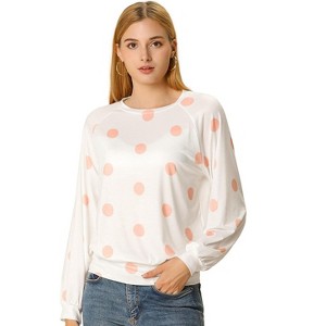INSPIRE CHIC Women's Loose Casual Polka Dot Long Sleeve Top Shirts - 1 of 4