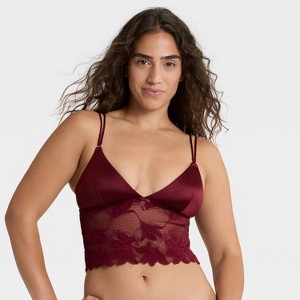 Women's Satin and Lace Removable Pad Longline Bralette - Auden™ - 1 of 4