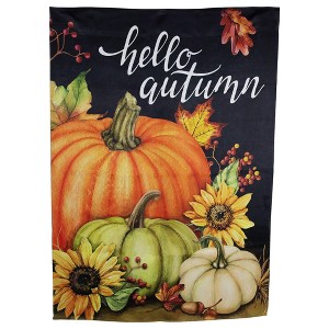 Northlight Pumpkins and Sunflowers Hello Autumn Outdoor Fall Harvest House Flag - 40" x 28" - 1 of 4