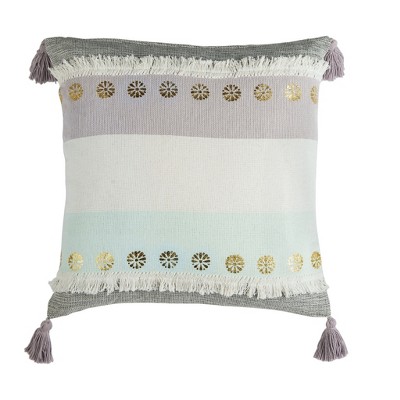 Norra Pillow - Purple/Grey/Teal/Gold - 20" X 20"  - Safavieh