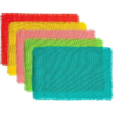 Jute Table Placemats Set of 6 Dining Table Mat for Kitchen Party Decor (6 Colors, 18 x 14 in)