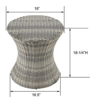 Romantic Handwoven Resin Wicker 18" Round Outdoor End Table