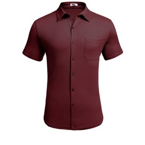 COOFANDY Men's Stretch Dress Shirts Short Sleeve Wrinkle Free Casual Button Down Shirts Light Brown XXXL - 1 of 4