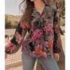 Women's Velvet Flower Print Blouse - Jodifl - 3 of 4