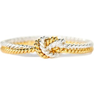 925 Sterling Silver Two Tone Knot Ring, Gold and Silver Mixed Metal Rings for Women - 1 of 4