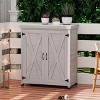 NicBex Small Outside Potting Bench Wooden Outdoor Garden Work Table with Metal Tabletop and Storage Cabinrt - 2 of 4