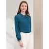 Allegra K Women's Sweet Ruffle Peter Pan Collar Long Sleeves Button Down Shirt - 2 of 4