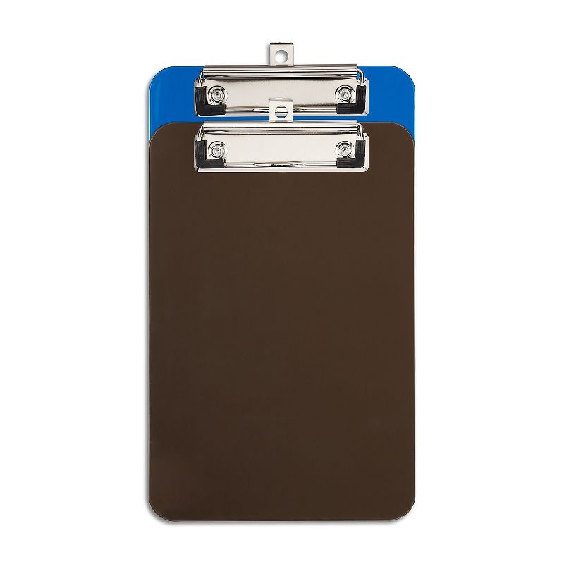 HITOUCH BUSINESS SERVICES Plastic Clipboards Memo Size Translucent Blue/Translucent Black 2/PK 21423, 1 of 8