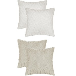 Unique Bargains Patterned Soft Shaggy Plush Faux Fur Throw Pillow Covers Set 4 Pcs - 1 of 4