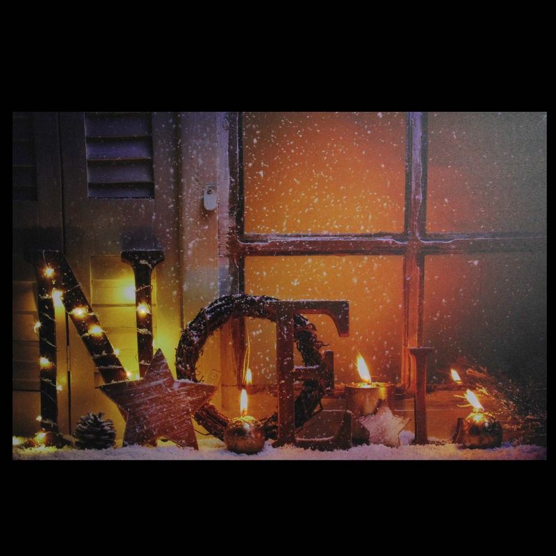Northlight LED Lighted Noel and Flickering Candles Christmas Canvas Wall Art 23.5" x 15.75", 2 of 4