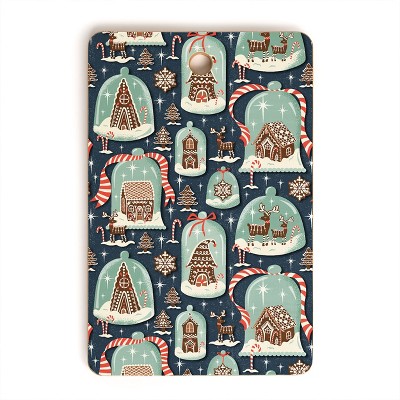 Heather Dutton Gingerbread Village Blue Cutting Board Rectangle -Deny Designs