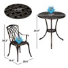 ODK 3-Piece Outdoor Bistro Set with Umbrella Hole and Adjustable Feet, Cast Aluminum Table and Chairs Set for Balcony and Backyard Use, Bronze - 4 of 4
