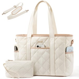 Tote Bag for Women, Quilted Puffer 15.6 Inch Laptop Handbag with Zipper, Large Lightweight Shoulder Bag - 1 of 4