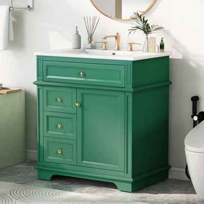 30 Inch Storage Space Bathroom Storage Cabinet with Door Shelf-Christopher Knight Home
