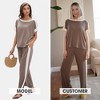 EXLURA Womens Summer 2 Piece Outfits Color Block Short Sleeve Tops Tracksuit Wide Leg Pants Matching Set Lounge Sets 2025 - 2 of 4