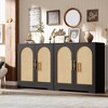 Modern Sideboard Buffet Cabinet with 2 Rattan Doors - Credenza Storage Console Table for Living Room, Dining Room & Entryway - 3 of 4