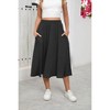 Coolmee Skirts for Women Midi Length A Line Elastic High Waist Swing Flowy Skirt with Pockets - 2 of 4