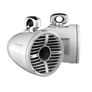 Wet Sounds REV 10 HD 10" Horn Loaded Compression Driver Tower Speakers with XW Grills & Stainless Swivel Clamps, 300 Watts RMS, White, Pair - 1 of 4
