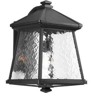 Progress Lighting Mac 1-Light Large Wall Lantern, Aluminum, Black Finish, Clear Water Glass Shade - 1 of 2