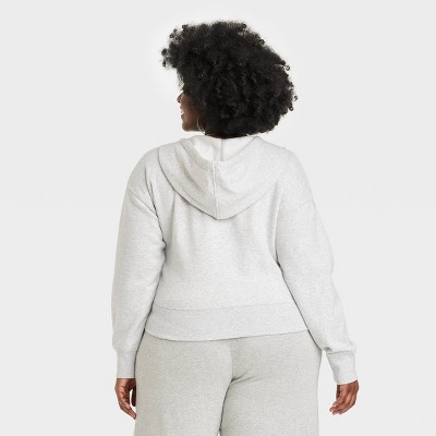 Women's Cropped Hooded Zipup Sweatshirt Universal Thread™ Heather